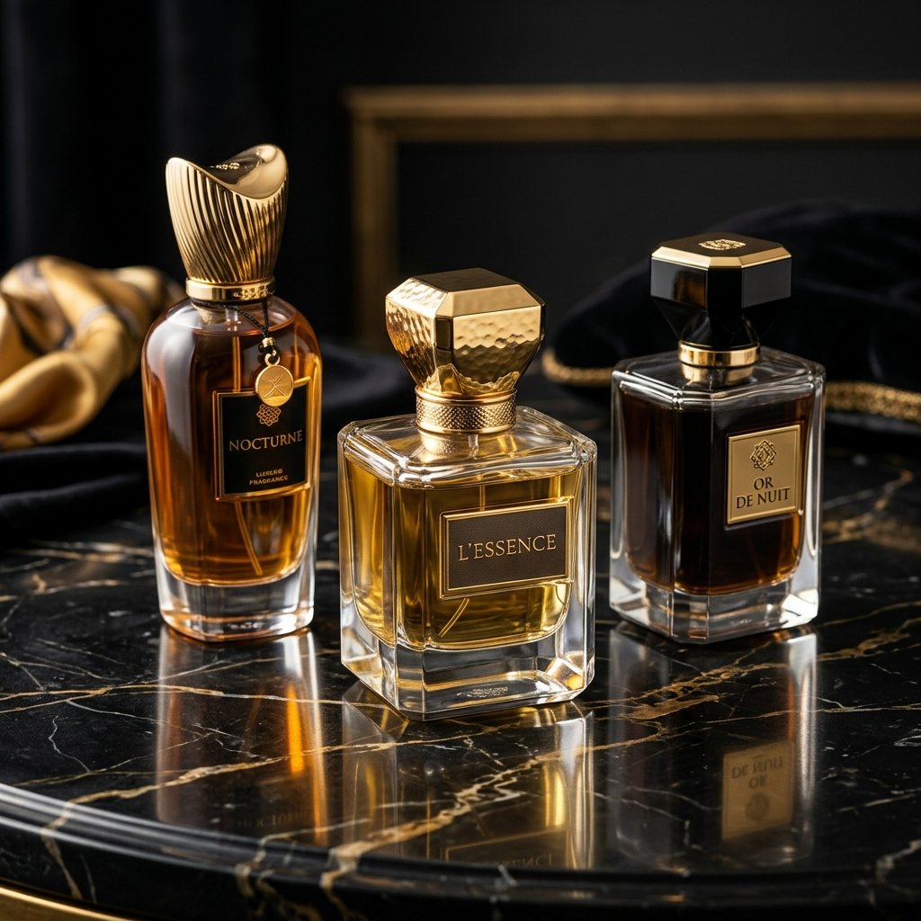 A composition of perfume bottles